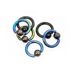 Anodized Titanium 14G Mini Captive Bead Rings Hematite Ball - 6 Pack