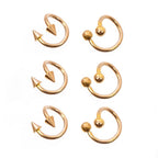 Surgical Steel 16 Gauge Twister Rings Spike & Ball Ends - 6 Pack
