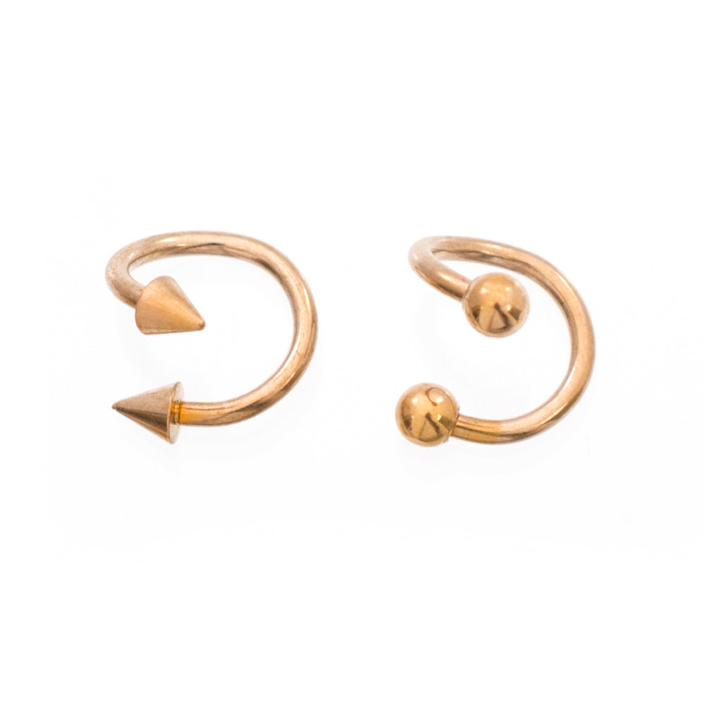 Surgical Steel 16 Gauge Twister Rings Spike & Ball Ends - 6 Pack