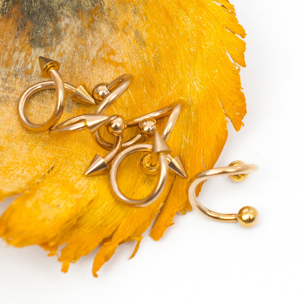Surgical Steel 16 Gauge Twister Rings Spike & Ball Ends - 6 Pack