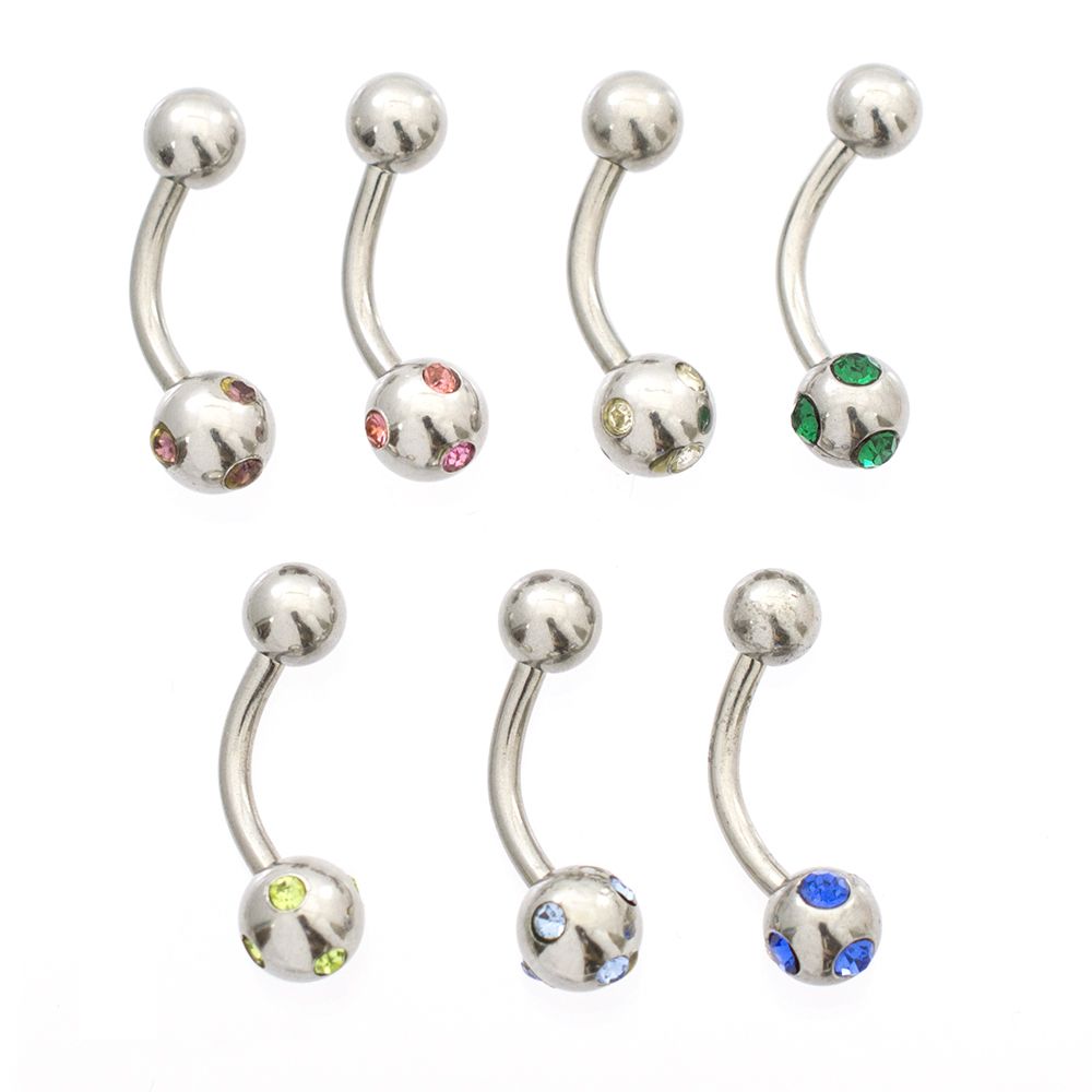 Surgical Steel 14 Gauge Small CZ Belly Button Ring
