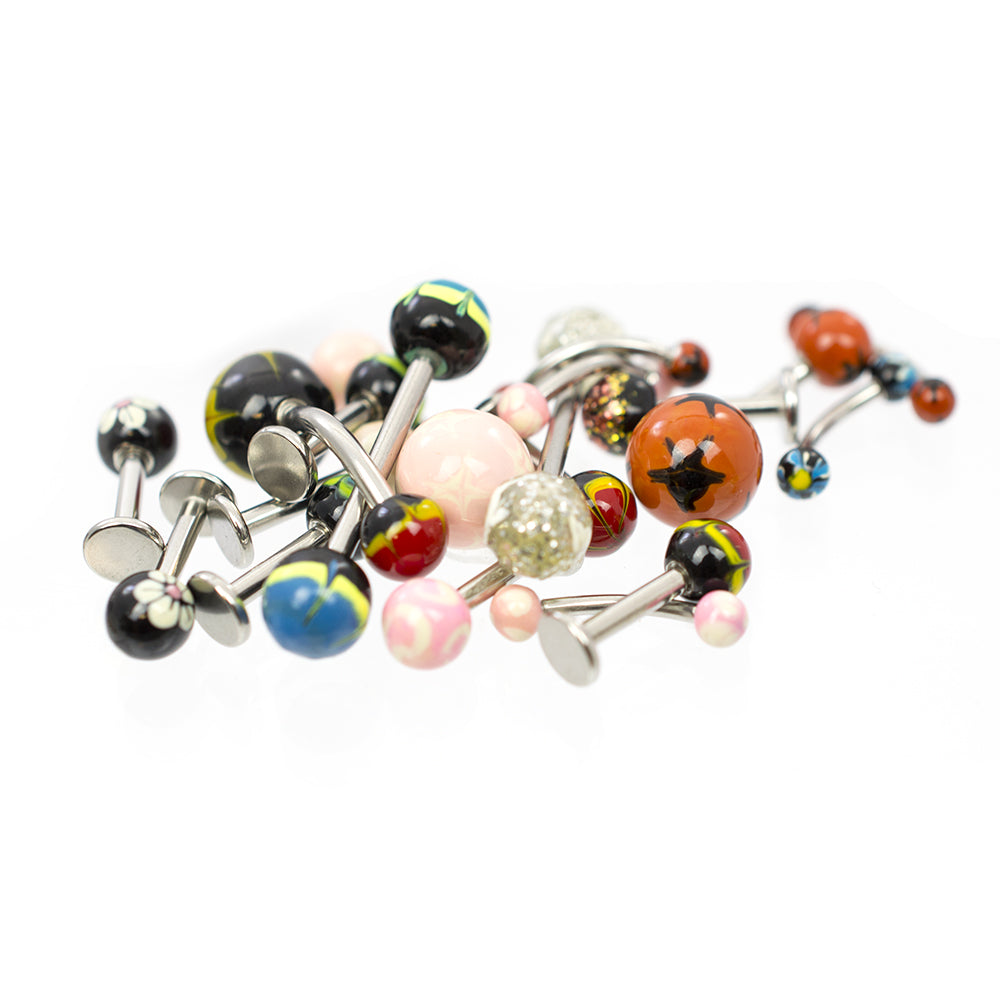 Surgical Steel 14 & 16 Gauge Assorted Body Jewelry - 10 Pack
