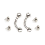 Surgical Steel 16 Gauge Eyebrow Rings with Extra Spike Beads - Pair