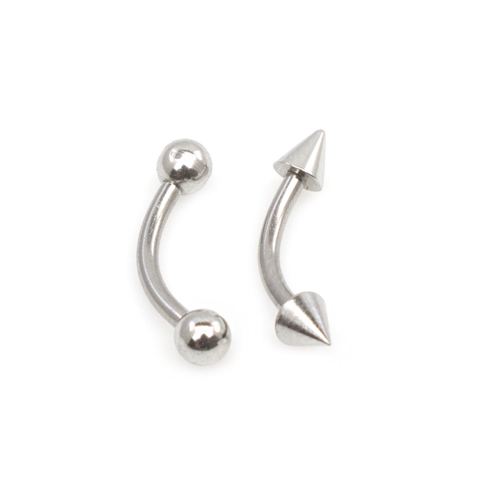 Surgical Steel 16 Gauge Eyebrow Rings with Extra Spike Beads - Pair