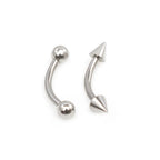 Surgical Steel 16 Gauge Eyebrow Rings with Extra Spike Beads - Pair