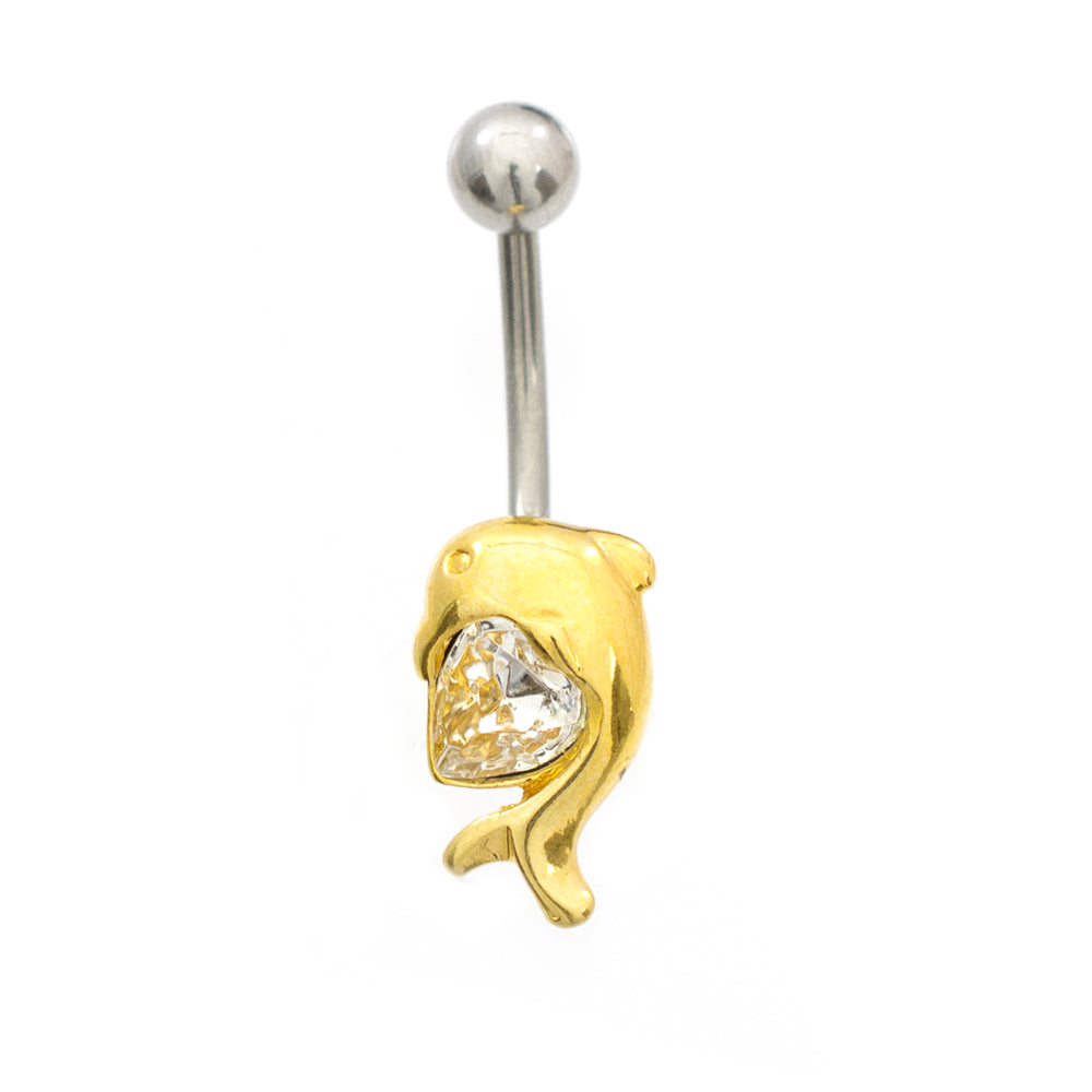 Surgical Steel 14 Gauge Dolphin Design Belly Rings - 3 Pack