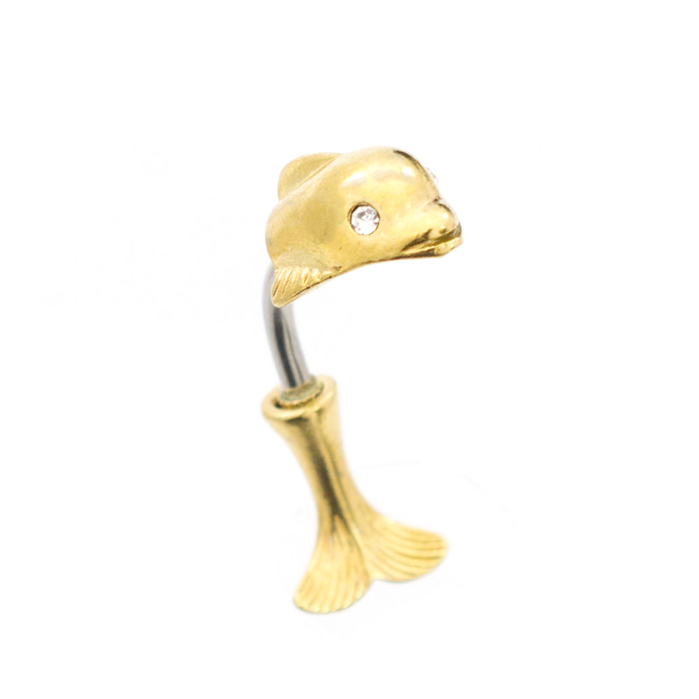 Surgical Steel 14 Gauge Dolphin Design Belly Rings - 3 Pack