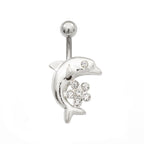 Surgical Steel 14 Gauge Dolphin Design Belly Rings - 3 Pack