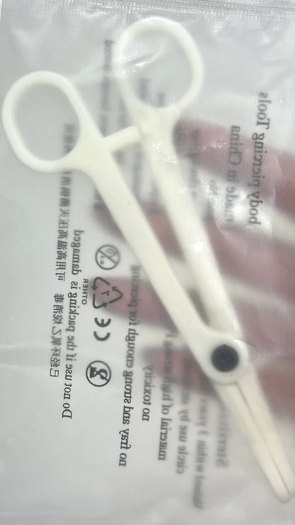 Nylon Disposable Round Open Forceps Piercing Plier - Pre Sterilized - photo 2