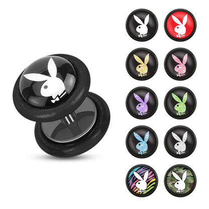 Surgical Steel 16 Gauge Fake Plugs with Playboy Bunny 5/16 Inch - Pair