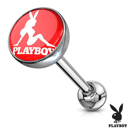 Surgical Steel 14 Gauge Tongue Barbell with Playboy Bunny Logo - photo 8