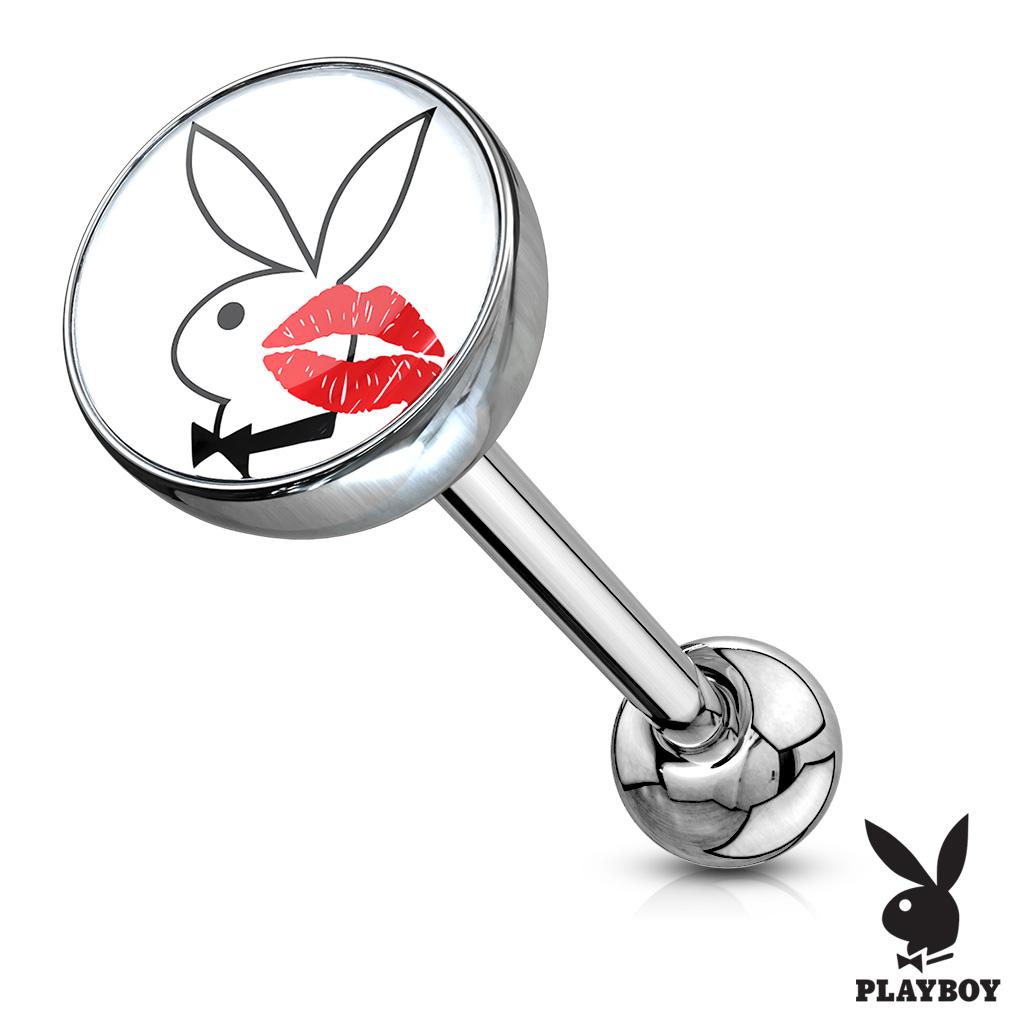 Surgical Steel 14 Gauge Tongue Barbell with Playboy Bunny Logo - photo 9