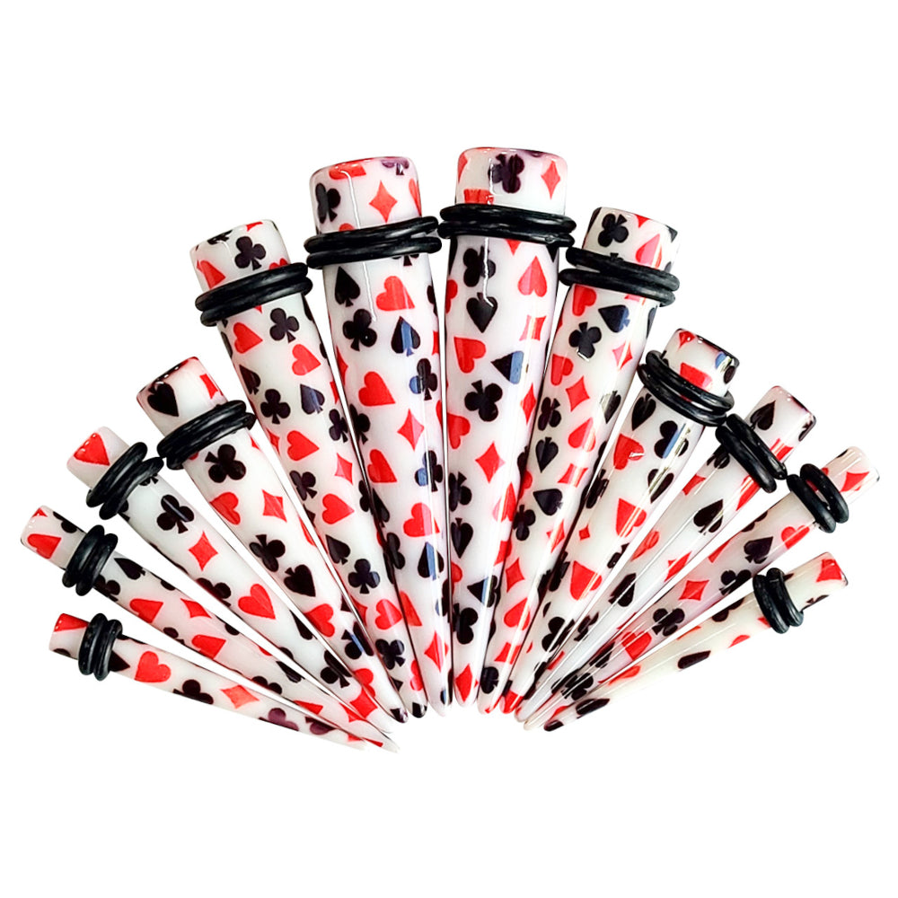 Acrylic 6G to 1/2" Playing Cards White Ear Tapers Kit - 12 Pack