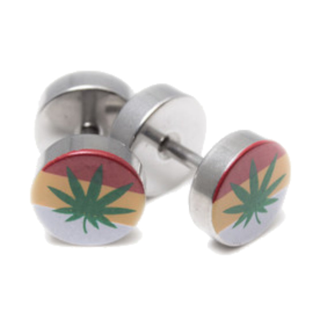Surgical Steel 16 Gauge Logo Fake Ear Gauge Plugs 6mm - Pair