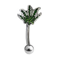 Surgical Steel 16 Gauge Pot Leaf Eyebrow Barbell 10mm