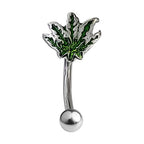 Surgical Steel 16 Gauge Pot Leaf Eyebrow Barbell 10mm