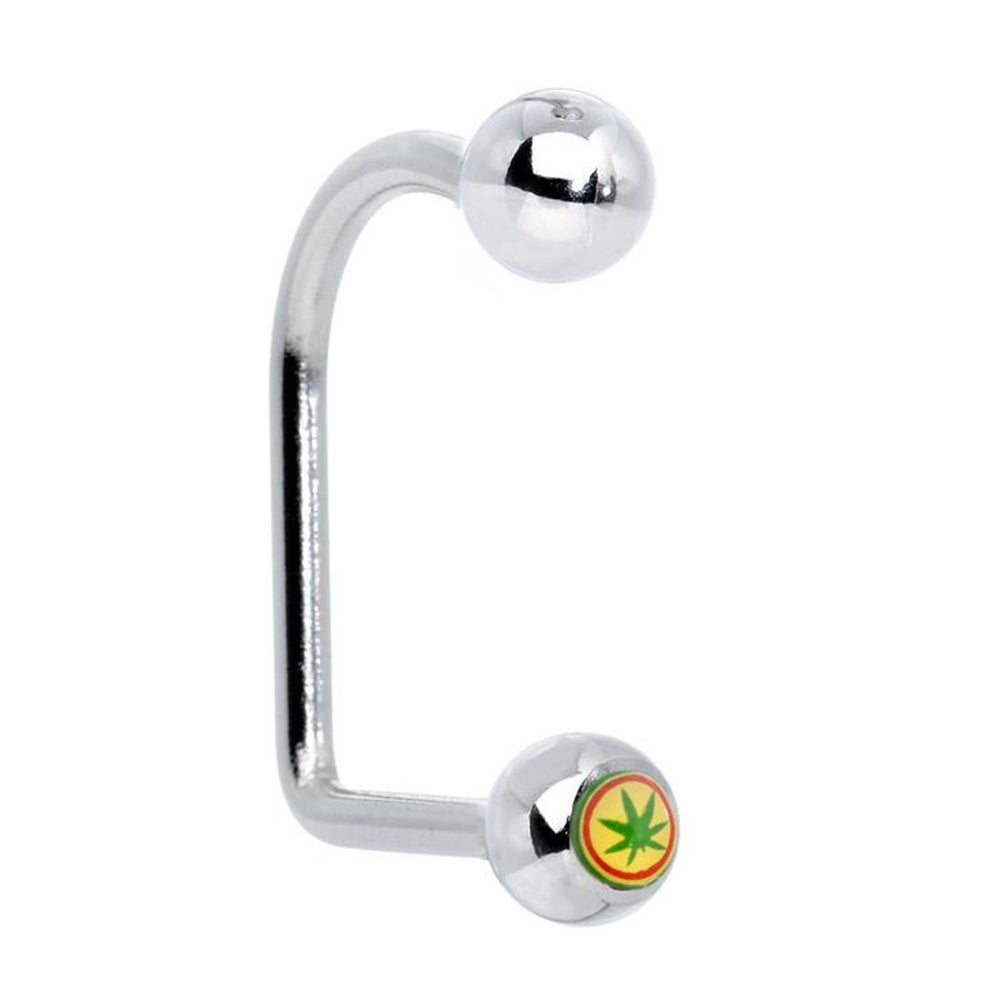 Surgical Steel 14 Gauge Lippy Loop Labret with Pot Leaf Logo