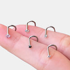 Titanium Press Fit CZ Corkscrew Nose Screw Stud