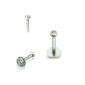 Surgical Steel 18 Gauge Threadless Push In Labret with Glitter Back