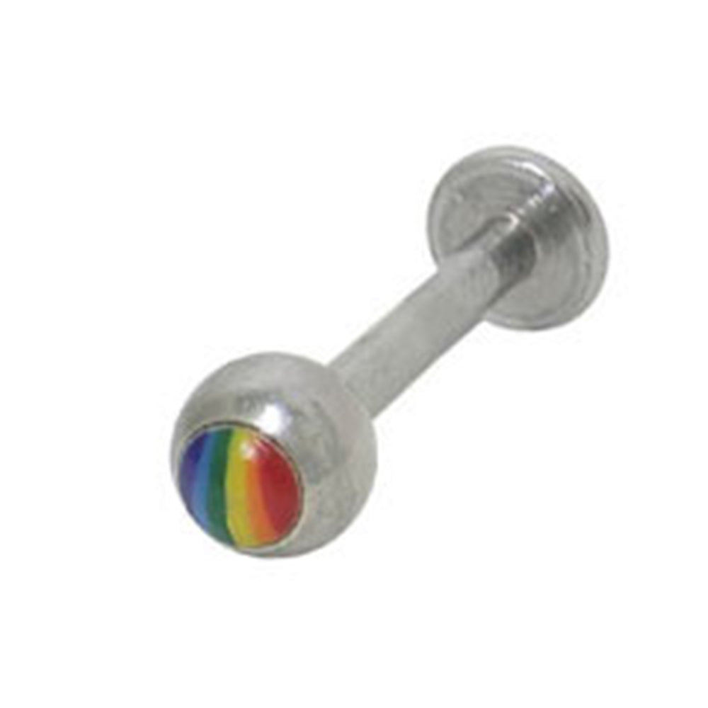 Surgical Steel 14 Gauge Flat Back Labrets with Pride Logo - Pair