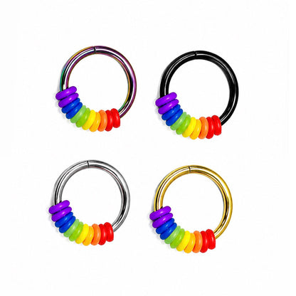 Surgical Steel 16 Gauge Septum Clicker Hoop Earrings Pride O Rings