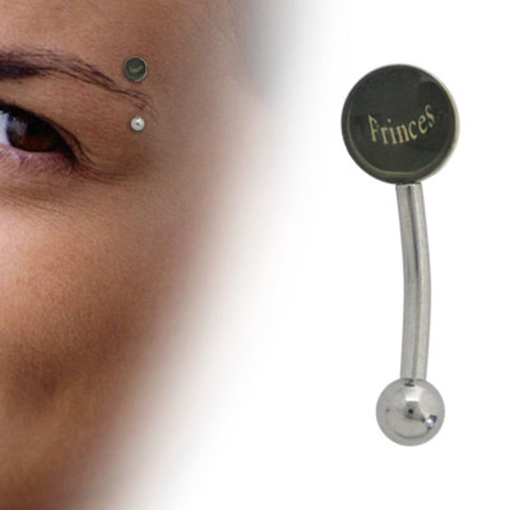 Surgical Steel 16 Gauge Curved Eyebrow Barbell with Princess Logo
