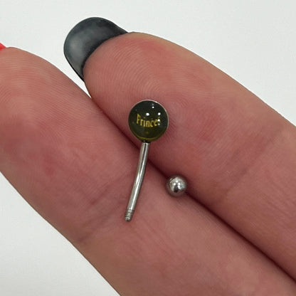 Surgical Steel 16 Gauge Curved Eyebrow Barbell with Princess Logo - photo 4