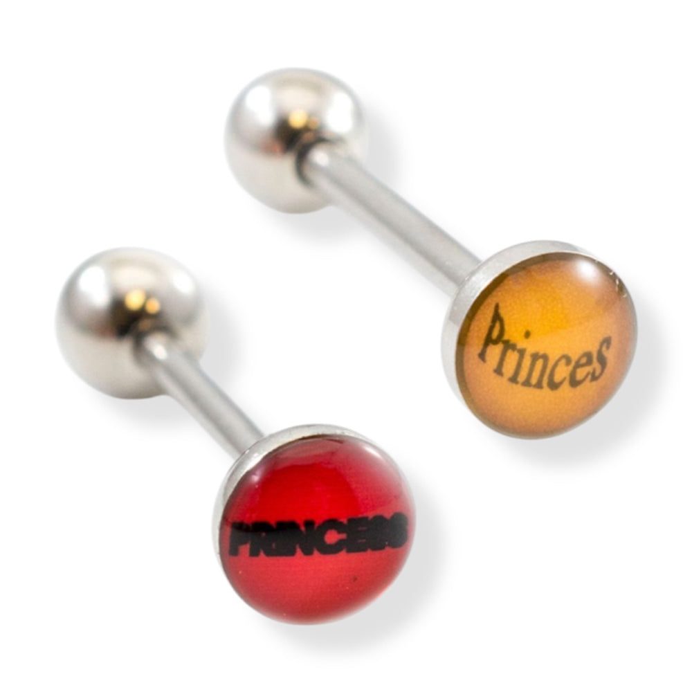 Surgical Steel 14 Gauge Tongue Barbell with Princess Logo
