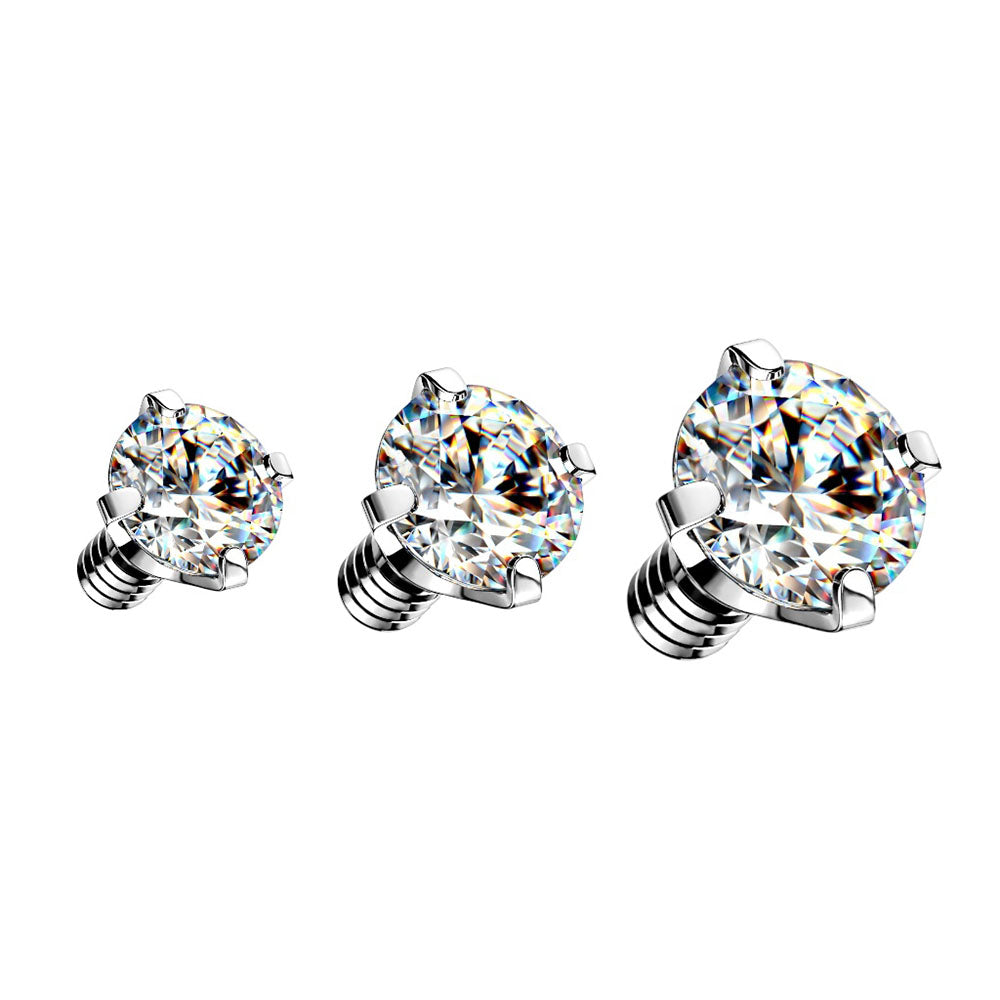 Surgical Steel Dermal Anchor Tops with Prong Set Clear CZ - photo 3