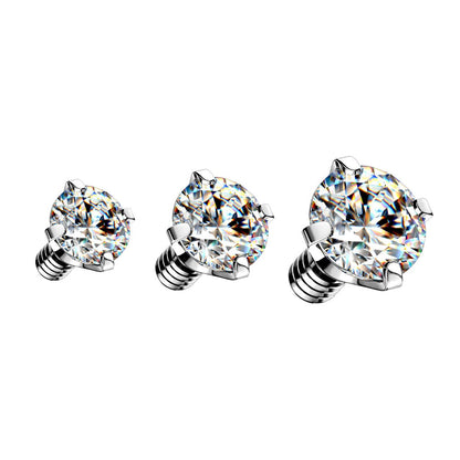 Surgical Steel Dermal Anchor Tops with Prong Set Clear CZ - photo 3