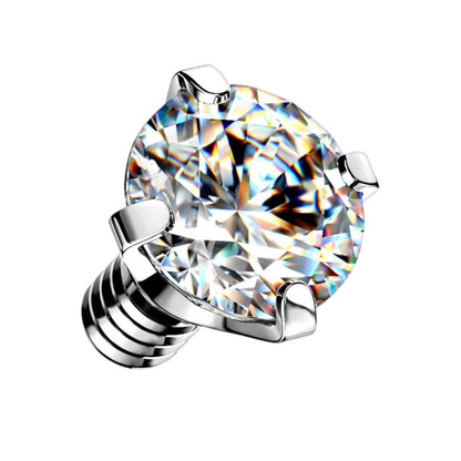 Surgical Steel Dermal Anchor Tops with Prong Set Clear CZ - photo 2