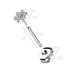 Titanium 20 Gauge CZ Flower End Earring Studs - Pair