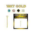 18K Solid Gold 22 Gauge Prong CZ Fishtail Nose Stud