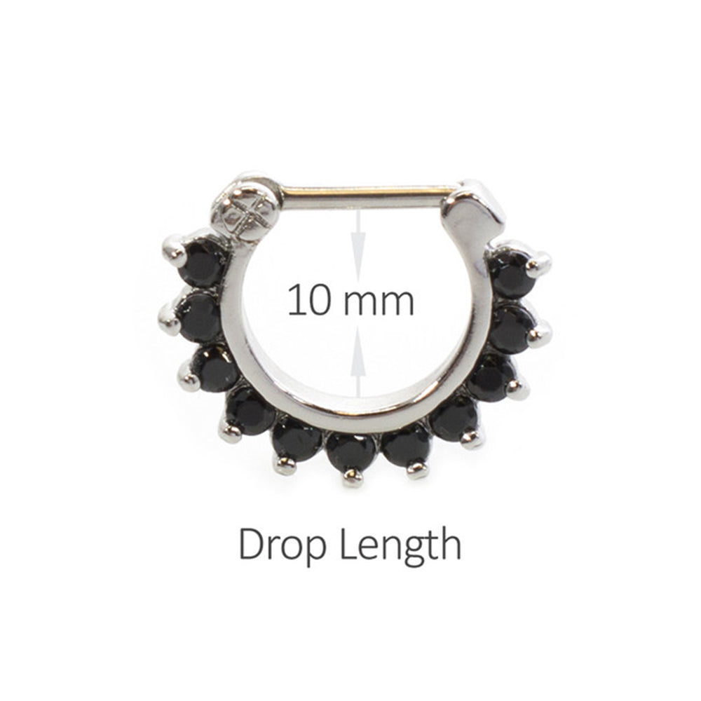 Surgical Steel 16 Gauge Septum Clicker Hoop with Prong Set CZ - photo 2