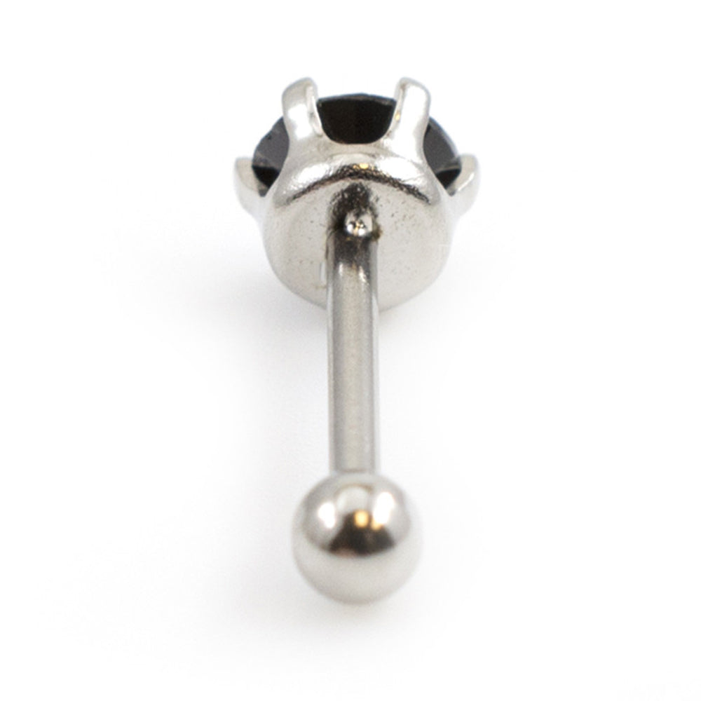 Surgical Steel 16 Gauge Crown Prong CZ Stud Barbell