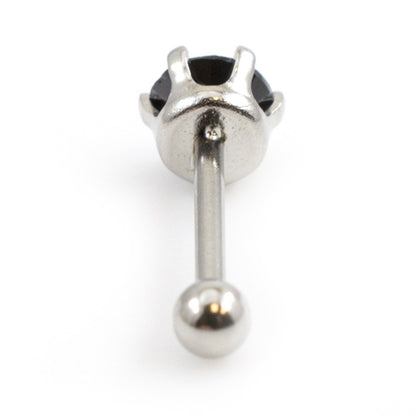 Surgical Steel 16 Gauge Crown Prong CZ Stud Barbell