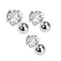 Surgical Steel 16 Gauge Prong Heart CZ Tragus Barbells - 3 Pack