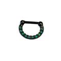 Ion Plated Surgical Steel 16 Gauge Septum Clicker with Aqua Opalite