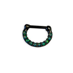 Ion Plated Surgical Steel 16 Gauge Septum Clicker with Aqua Opalite