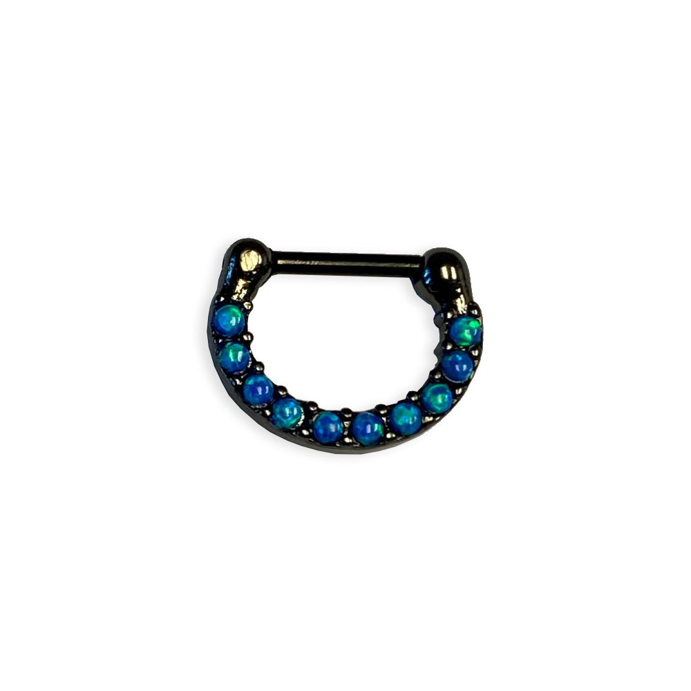 Ion Plated Surgical Steel 16 Gauge Septum Clicker with Aqua Opalite - photo 2