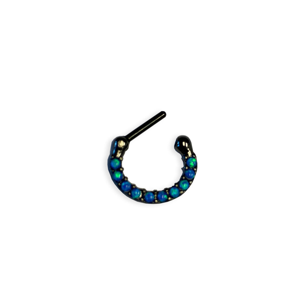 Ion Plated Surgical Steel 16 Gauge Septum Clicker with Aqua Opalite - photo 3