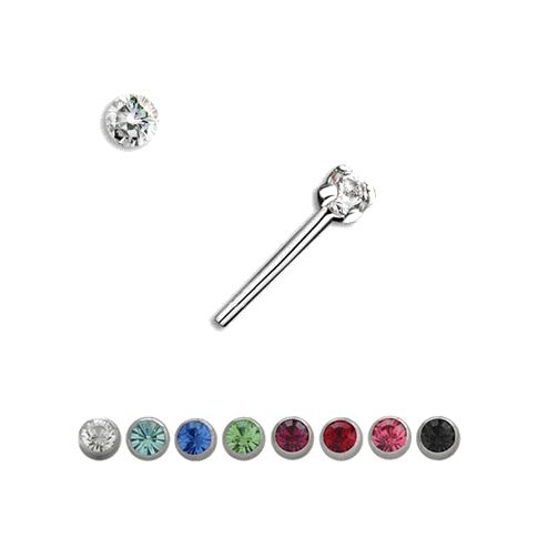 Sterling Silver 20 Gauge Bendable Nose Ring with Prong Set CZ