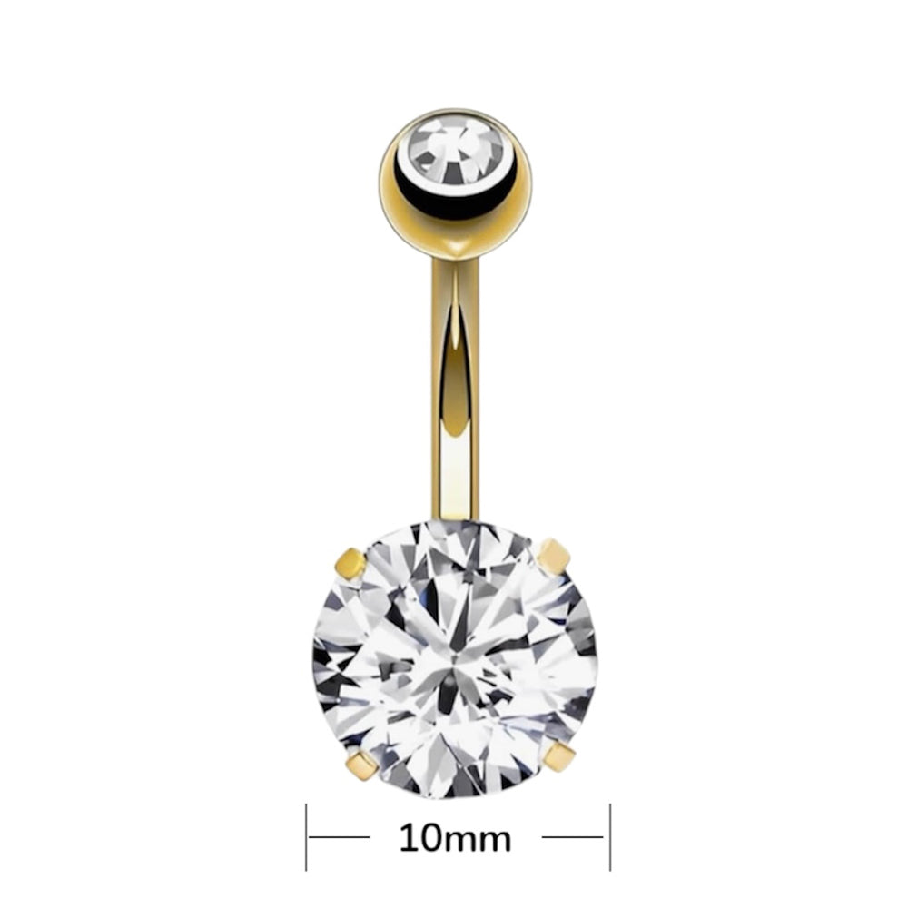 Surgical Steel 14 Gauge Curved Belly Ring with Prong CZ - photo 2