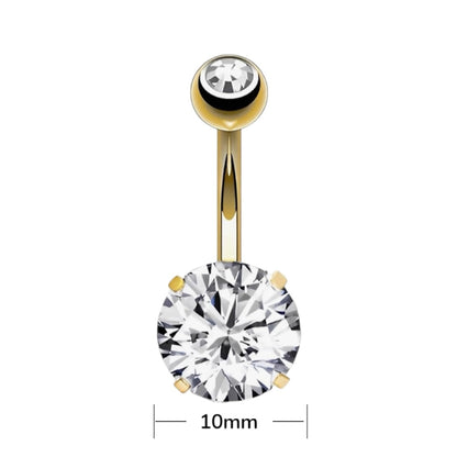 Surgical Steel 14 Gauge Curved Belly Ring with Prong CZ - photo 2