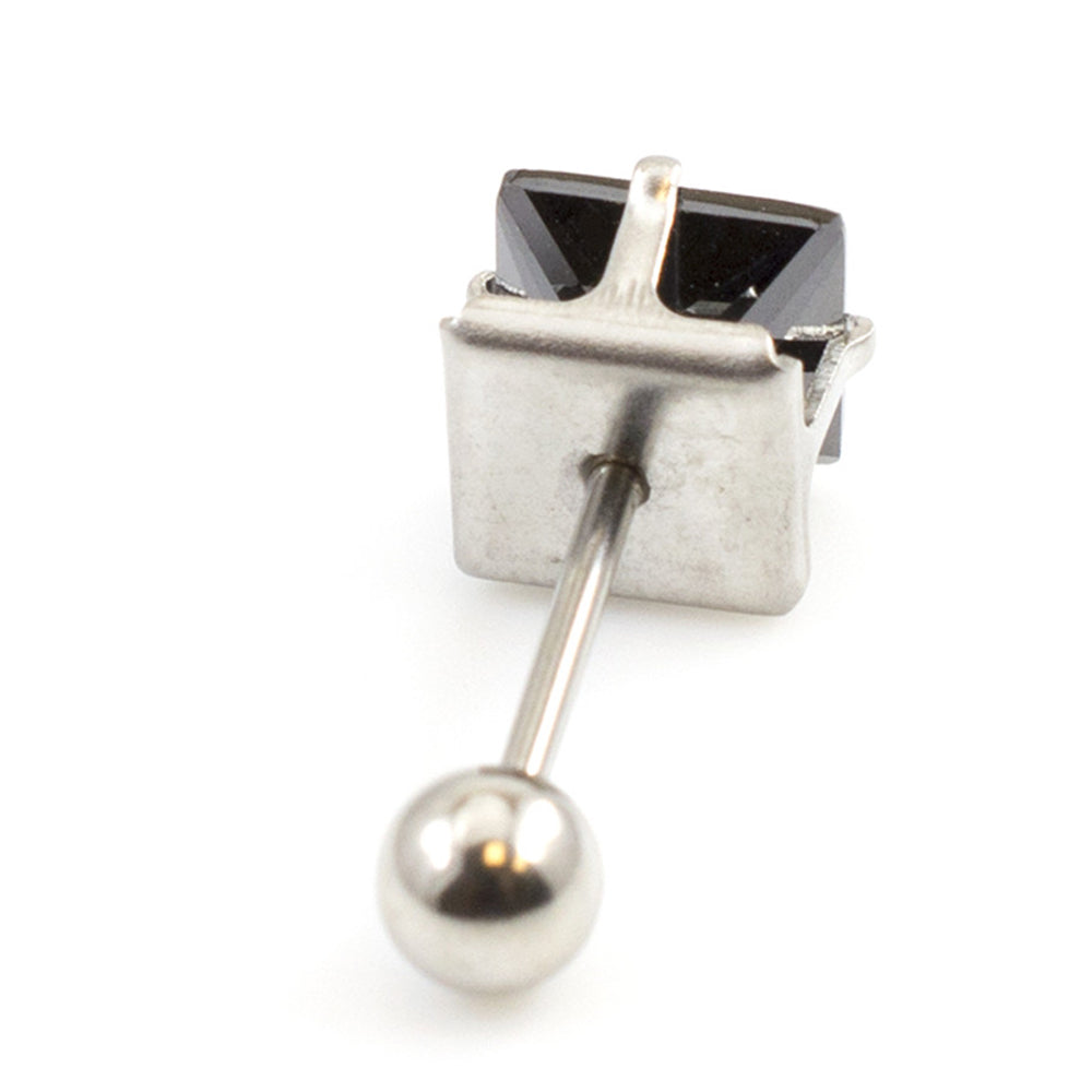 Surgical Steel 16 Gauge Square Prong CZ Stud Barbell