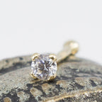 14K Solid Gold 20 Gauge Nose Bone Stud with 1.5mm SI Diamond - photo 2
