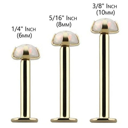 14K Solid Gold 16 Gauge Labret Stud with Push In Synthetic Opal - photo 3