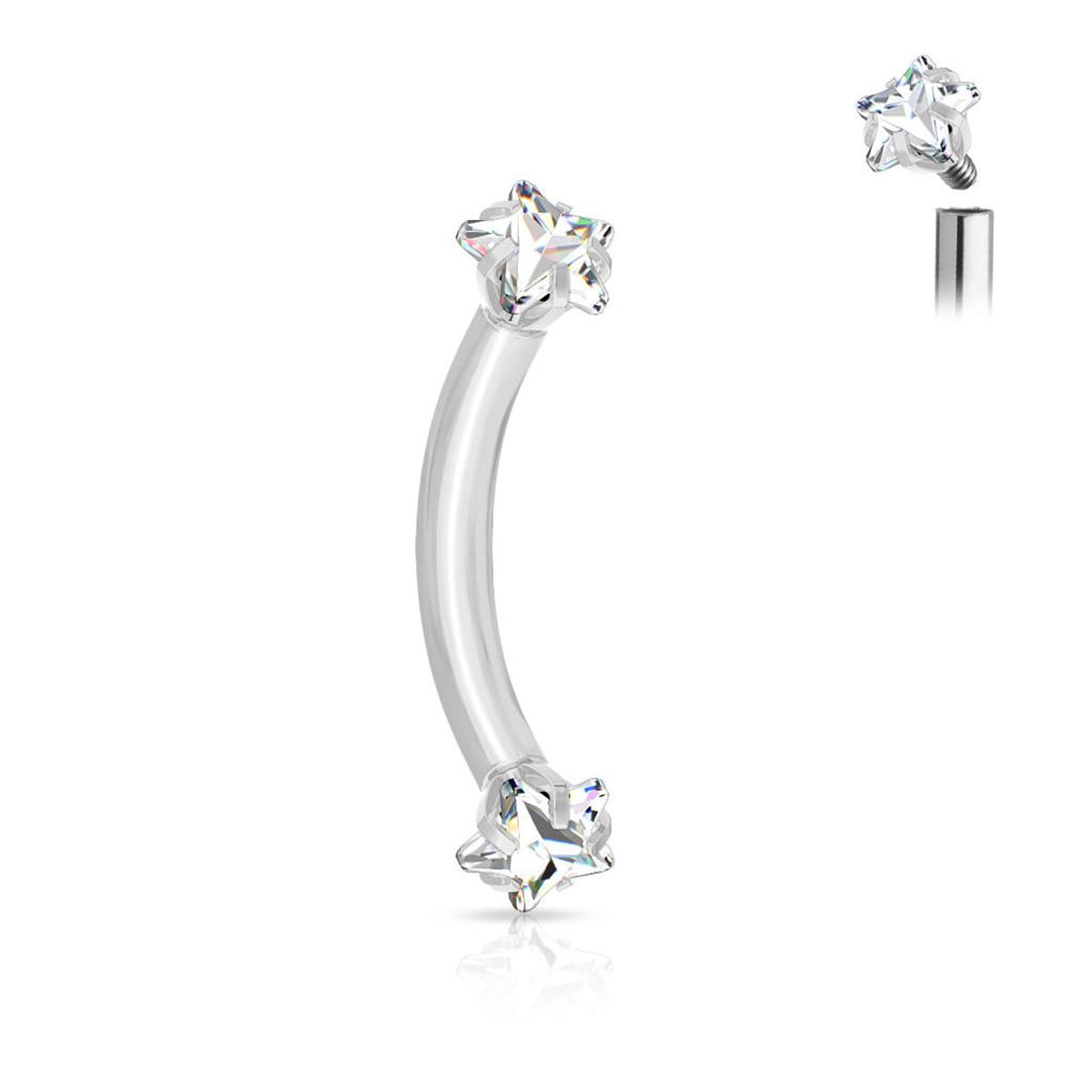 Surgical Steel Curved Barbell Eyebrow Ring 16 Gauge Internal Threading - Kruelty - Photo 4