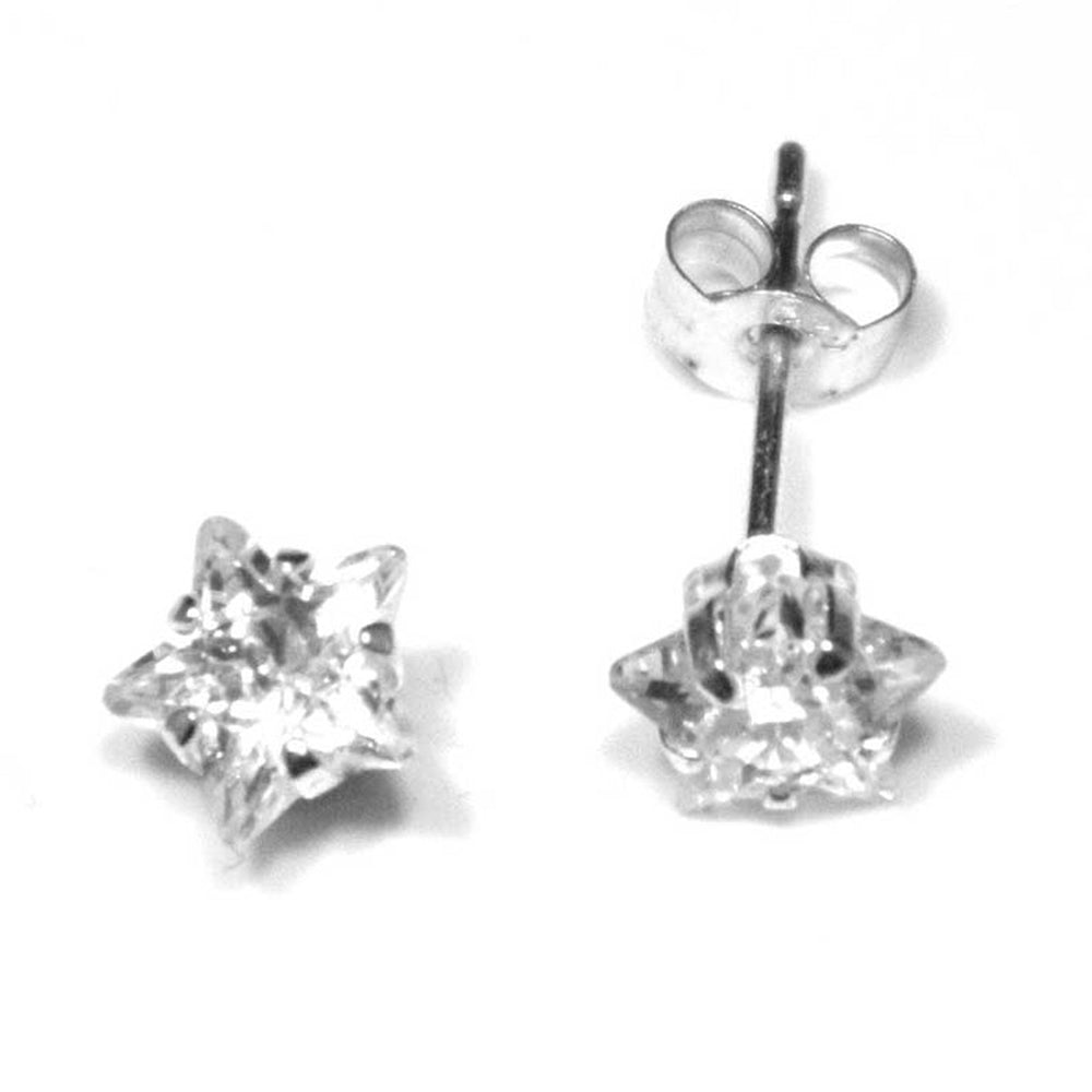 Surgical Steel 20 Gauge Prong Set Star CZ Cartilage Studs - Pair