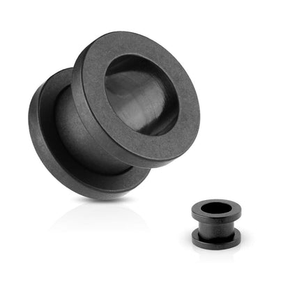 Matte Black Surgical Steel Double Flared Screw Plug Ear Tunnel Gauges